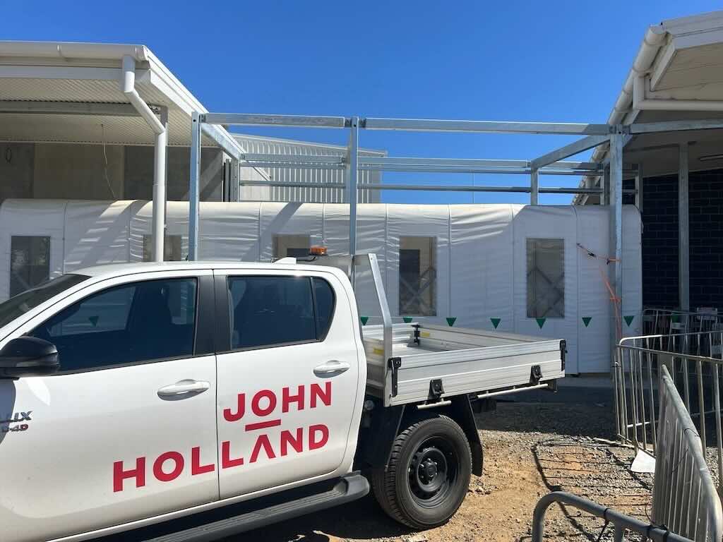 John Holland retractable tunnel extended on construction site