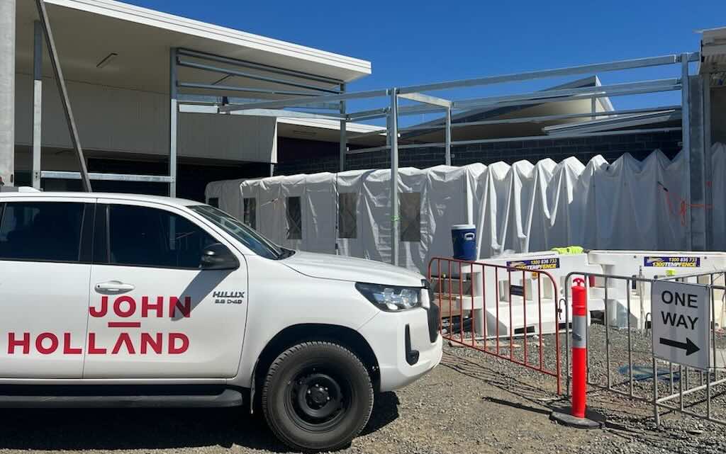 retractable tunnel on john holland construction site