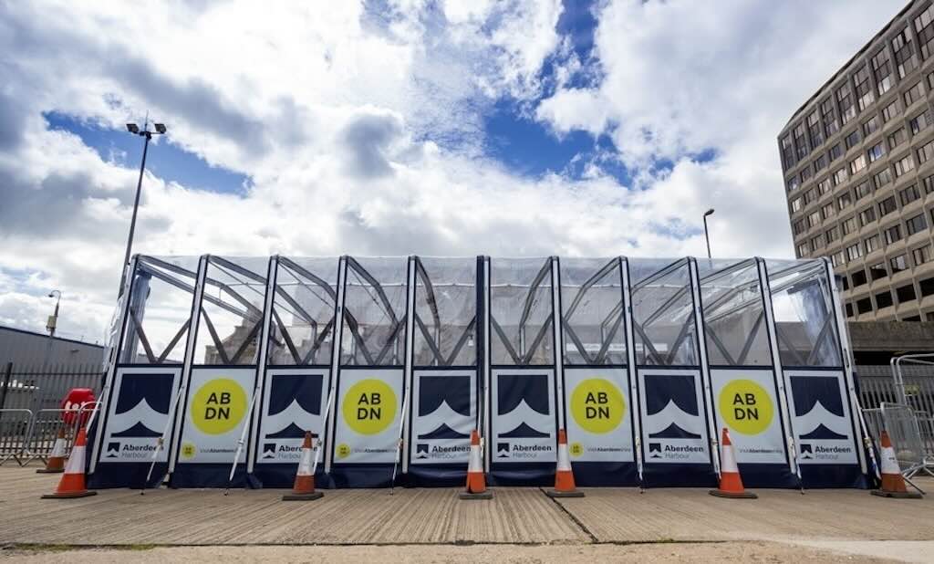 Aberdeen Harbour branded retractable tunnel