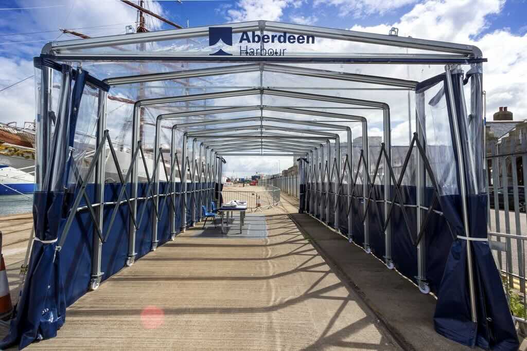 Inside Aberdeen Harbour retractable tunnel